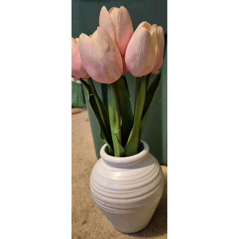 Artificial Tulips in Vase + Potted‎ Flowers Decor Set Home Decor